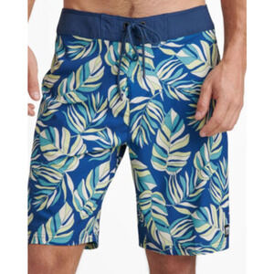 Reef Men's The Alonso Swim Board Shorts in Insigna Leaf Print Blue Size 30 NWT